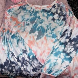 Tye dye cold shoulder long sleeve shirt